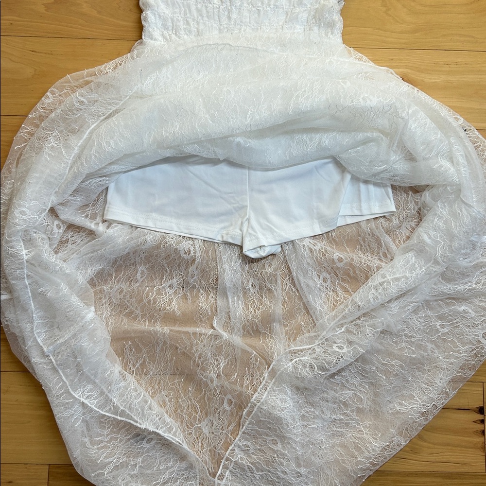 NWT Lulus White Sheer Lace Midi Dress | Size Small - Picture 9 of 11